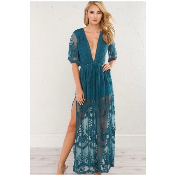 Honey Punch | Dresses | Honey Punch Turquoise Lace Dress | Poshmark